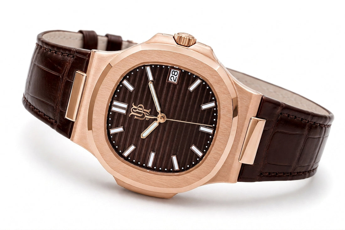 Nautora Rose Brown – von Hand montierte Uhr, Gehäuse aus 316L-Edelstahl 40 mm