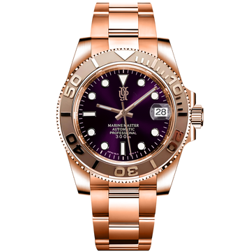 Devaron Rose Gold Purple – ročno sestavljena ura po meri, ohišje iz 316L jekla 40 mm