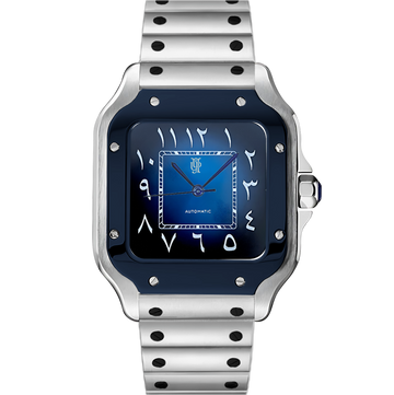 Santiko Arabic Blue – ročno sestavljena ura po meri, ohišje iz 316L jekla 38 mm