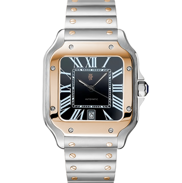 Santiko Two-Tone Black – von Hand montierte Uhr, Gehäuse aus 316L-Edelstahl 38 mm