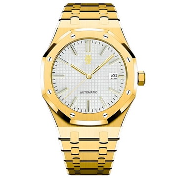 Royal Frame Gold White – von Hand montierte Uhr, Gehäuse aus 316L-Edelstahl 41 mm
