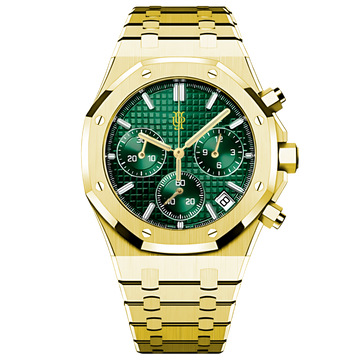 Royal Frame Chrono Green – ročno sestavljena ura po meri, ohišje iz 316L jekla 41 mm