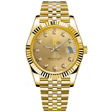 Crown Date Imperial Gold – von Hand montierte Uhr, Gehäuse aus 316L-Edelstahl 36 / 40 mm