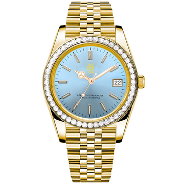 Crown Date Sky Diamond – ročno sestavljena ura po meri, ohišje iz 316L jekla 36 / 40 mm