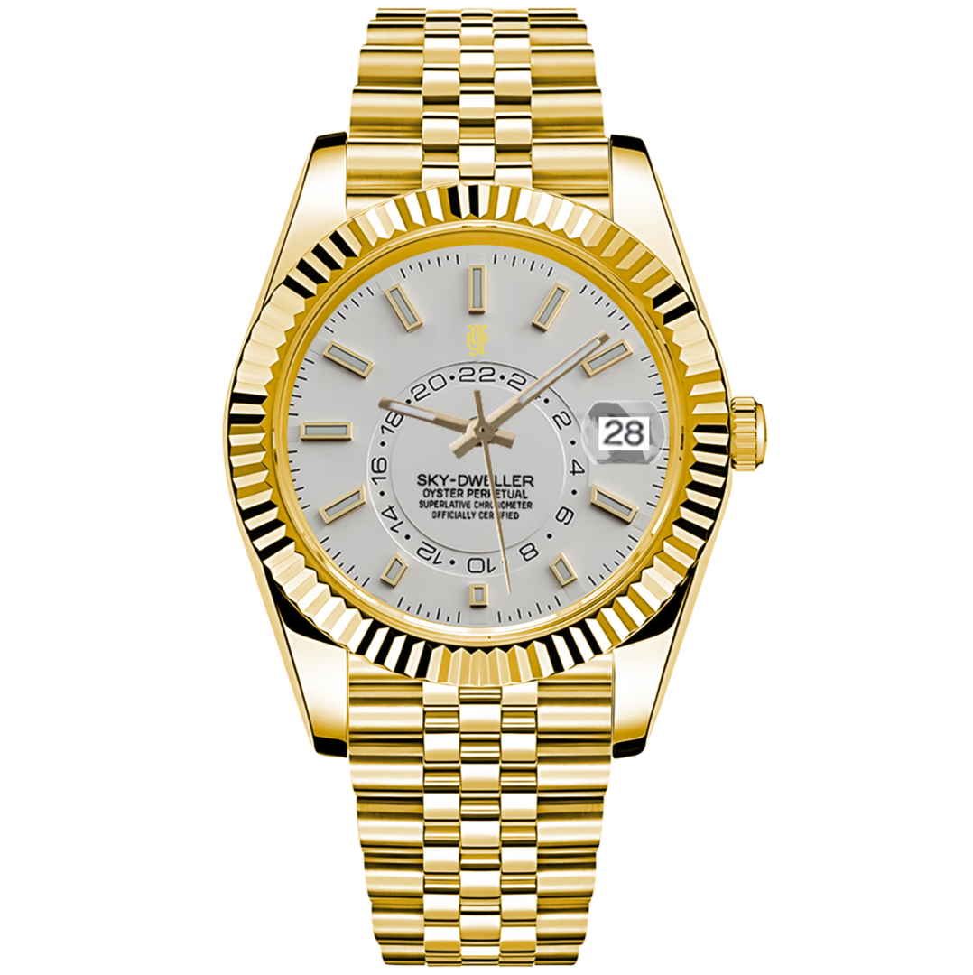Aerolux Regal White – a gold classic with a sunburst dial