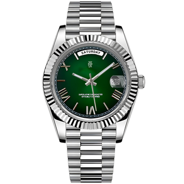 Daylux Roman Emerald – ročno sestavljena ura po meri, ohišje iz 316L jekla 40 mm