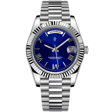 Daylux Roman Blue – ročno sestavljena ura po meri, ohišje iz 316L jekla 40 mm