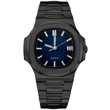 Nautora Black Blue – ročno sestavljena ura po meri, ohišje iz 316L jekla 40 mm