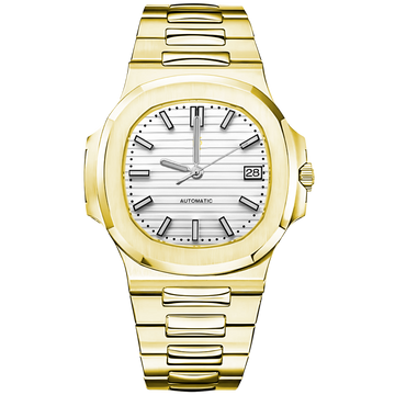 Nautora Golden White – ročno sestavljena ura po meri, ohišje iz 316L jekla 40 mm