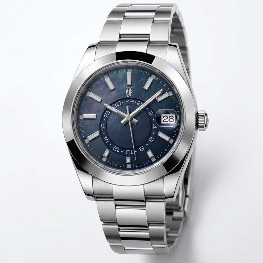 Aerolux Midnight Pearl – von Hand montierte Uhr, Gehäuse aus 316L-Edelstahl 36 / 40 mm
