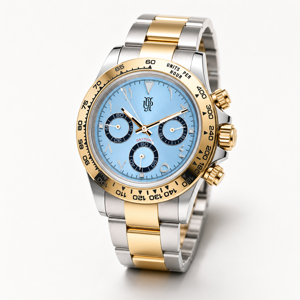 Chronova SkyGold Chronograph – ročno sestavljena ura, studijski posnetek