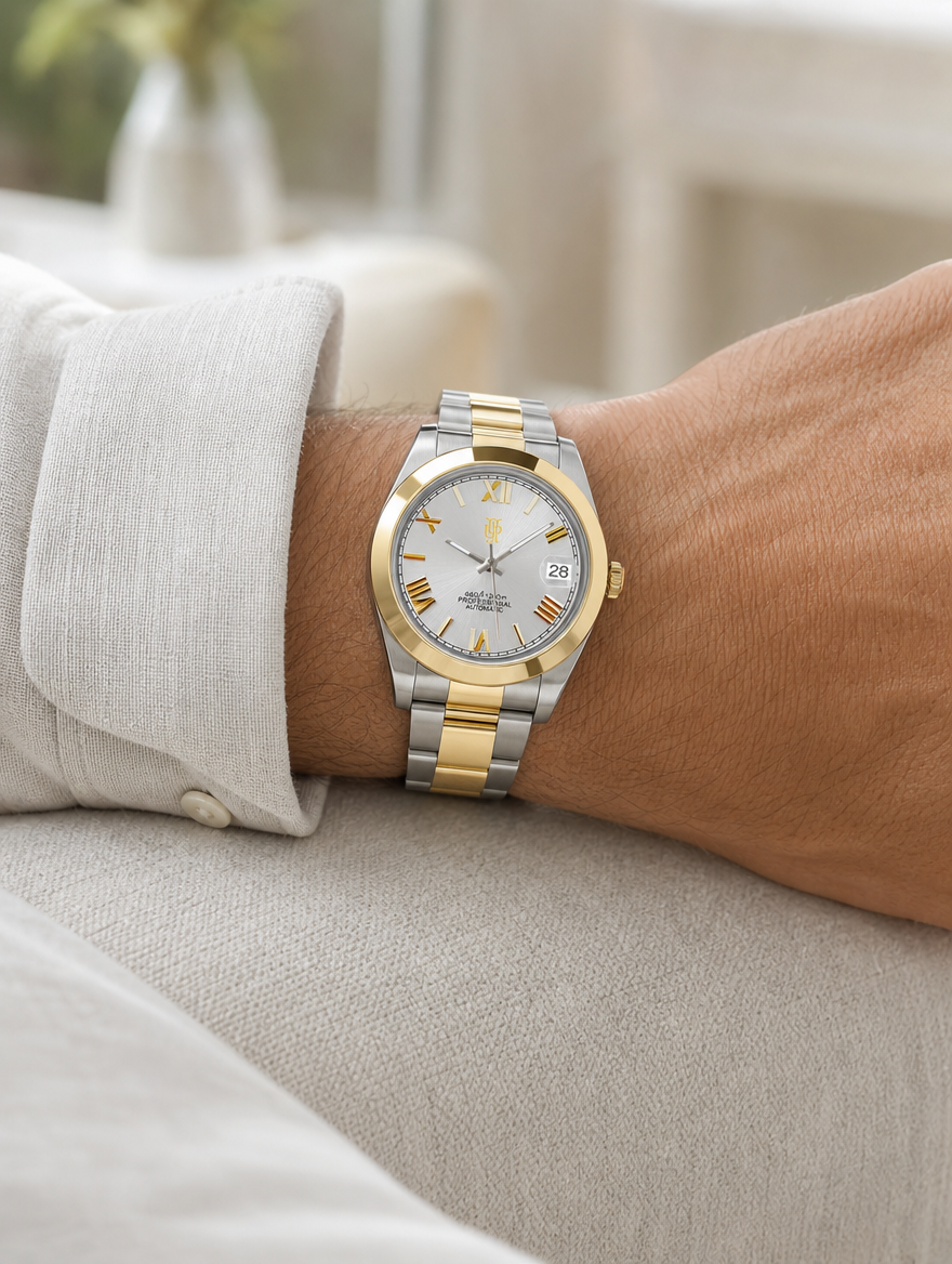 Crown Date Imperial Silver na zapestju