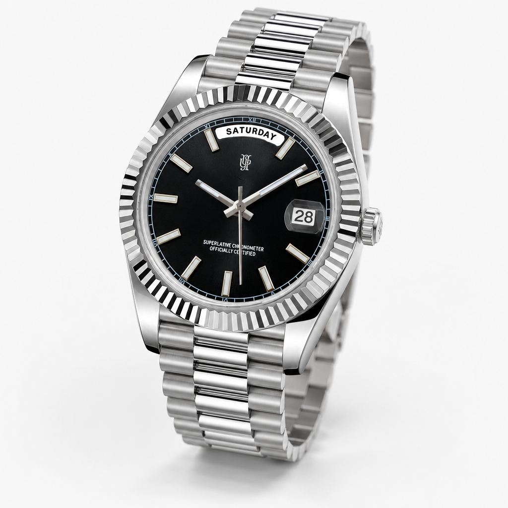 Daylux Midnight Classic – von Hand montierte Uhr, Gehäuse aus 316L-Edelstahl 40 mm