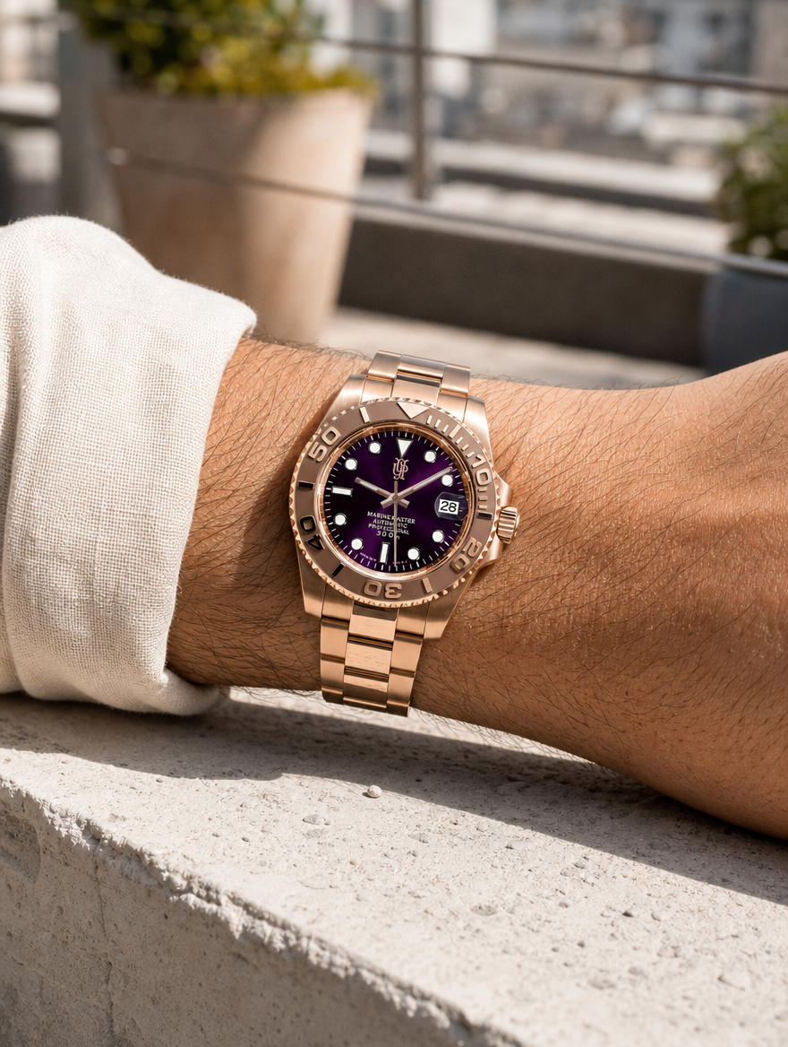 Devaron Rose Gold Purple na zapestju