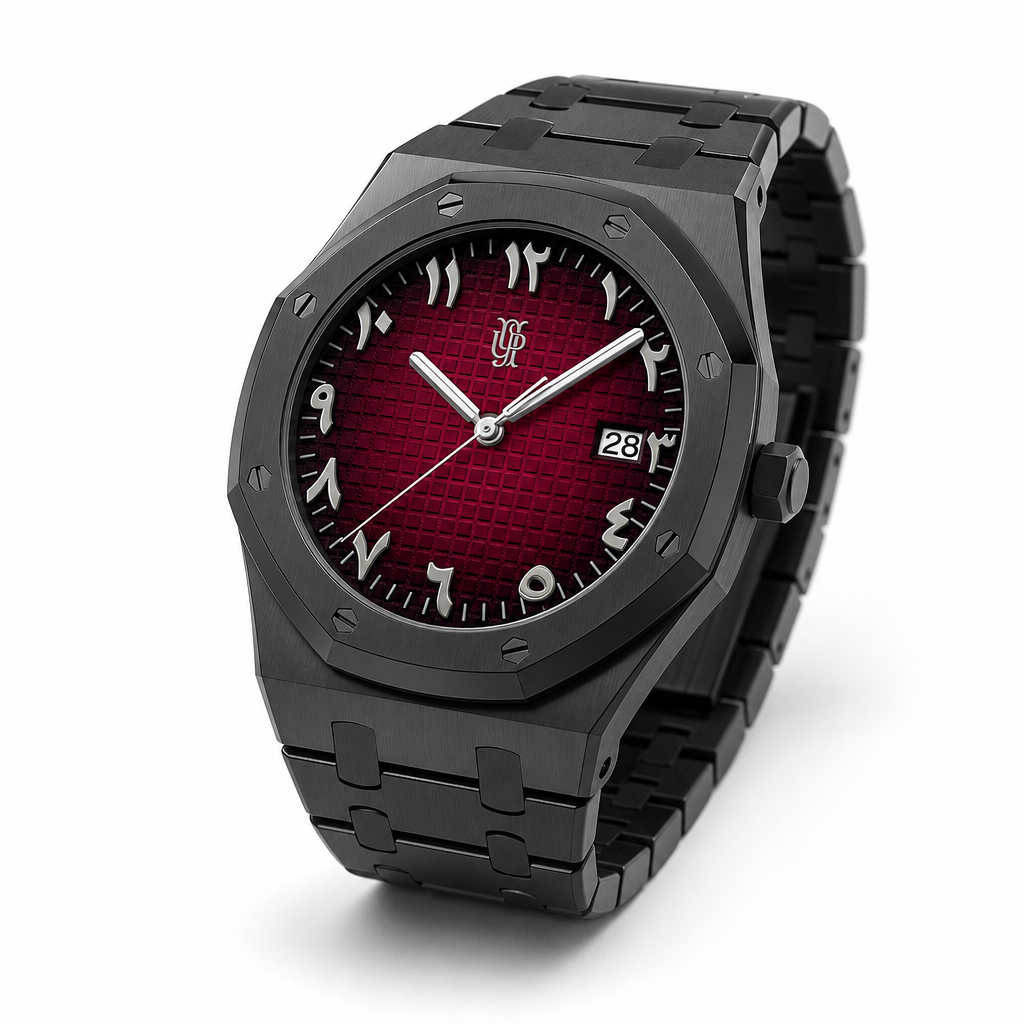 Royal Frame Black Ruby – von Hand montierte Uhr, Gehäuse aus 316L-Edelstahl 41 mm