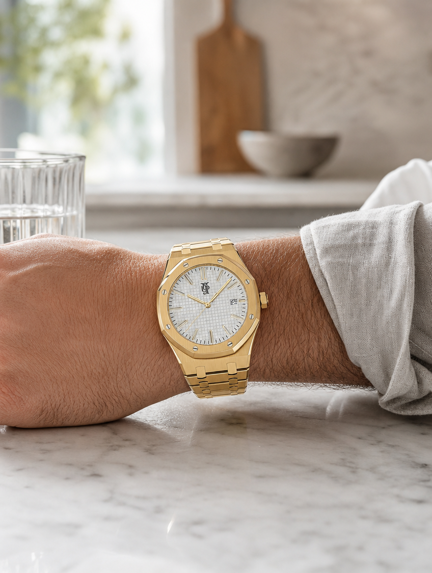 Royal Frame Gold White na zapestju