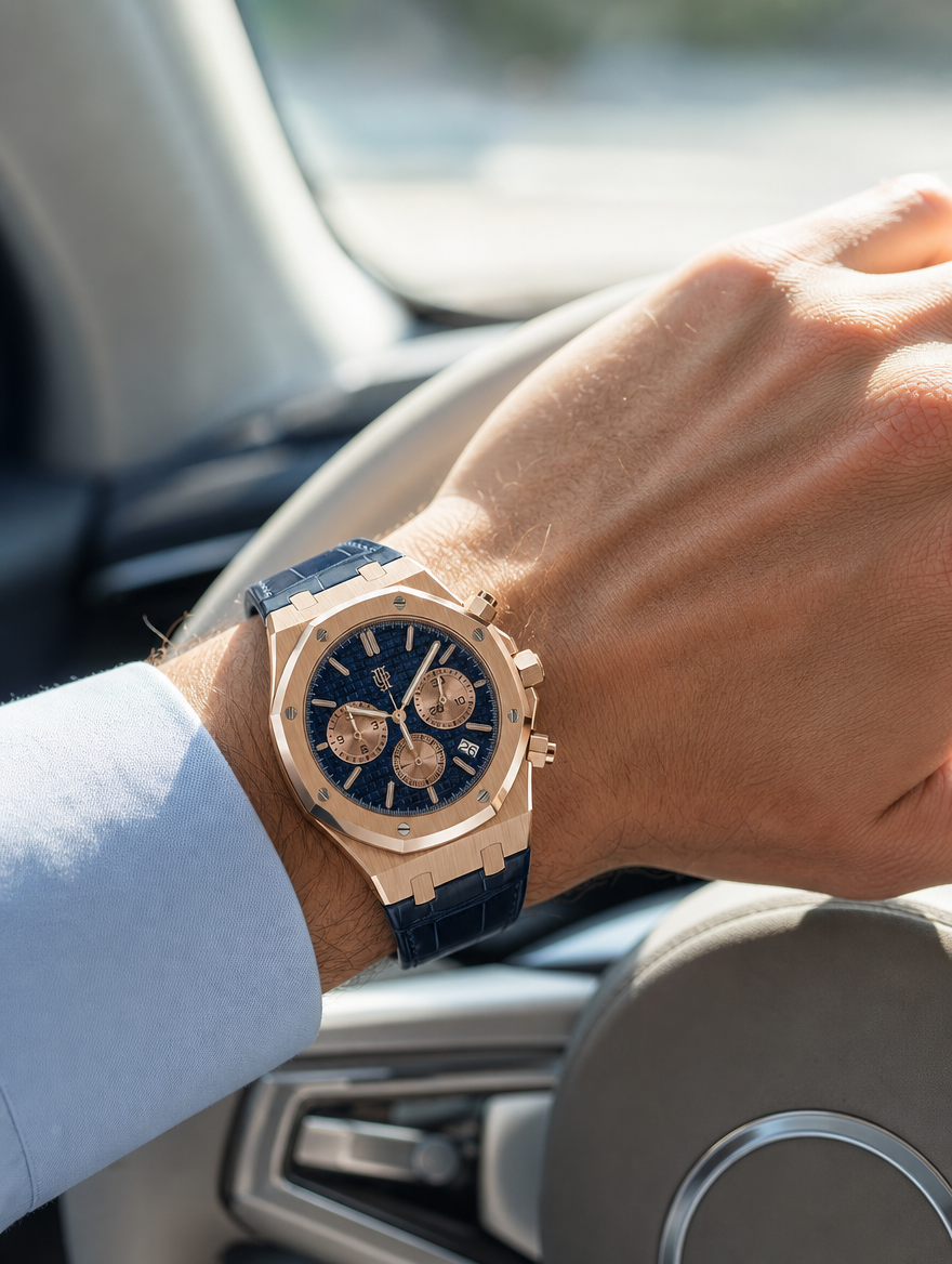 Royal Frame Rose Chrono na zapestju